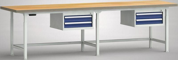 KLW Hydraulik-Profi-Werkbank - 3000 x 800 x 750 - 1030 mm L x T x H, rechts 2x100EA, WPJL35-30M45-E3D04