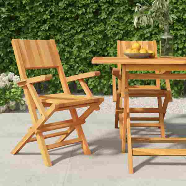 vidaXL Gartenstühle 2 Stück Klappbar 55x61x90 cm Massivholz Teak, 362760