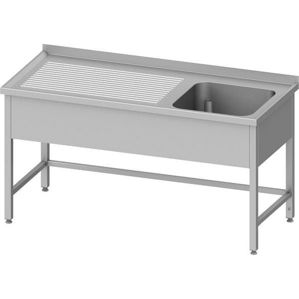 Stalgast Edelstahl Spültisch ohne Grundboden, 1700x600x850 mm, mit einem Becken rechts, mit Aufkantung, verschweißt, VST17620RA
