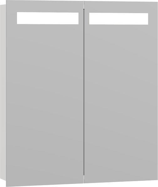 Scanbad Multo Global Spiegelschrank mit Licht, 2 Türen 70x60 cm Weiß Hochglanz, Steckdose E, S436-112
