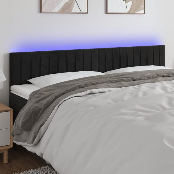vidaXL LED Kopfteil Schwarz 180x5x78/88 cm Samt, 3121912