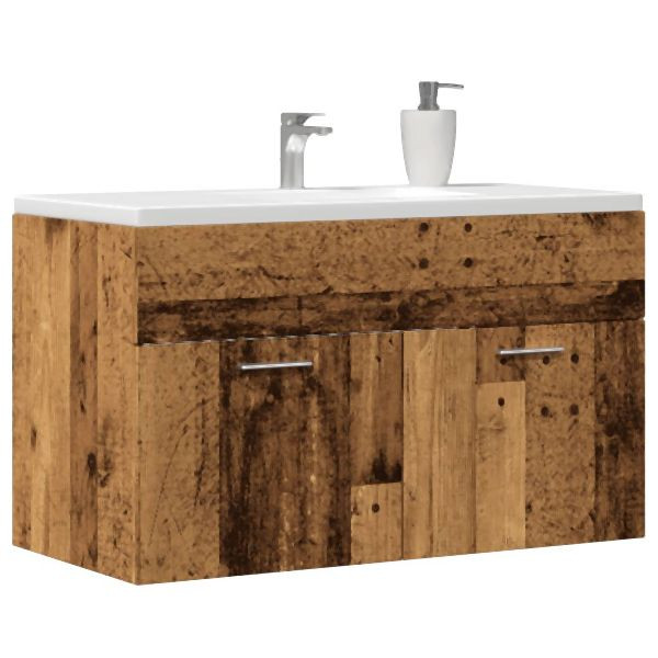 vidaXL Waschbeckenunterschrank Altholz-Optik 90x38,5x46 Holzwerkstoff, 856215