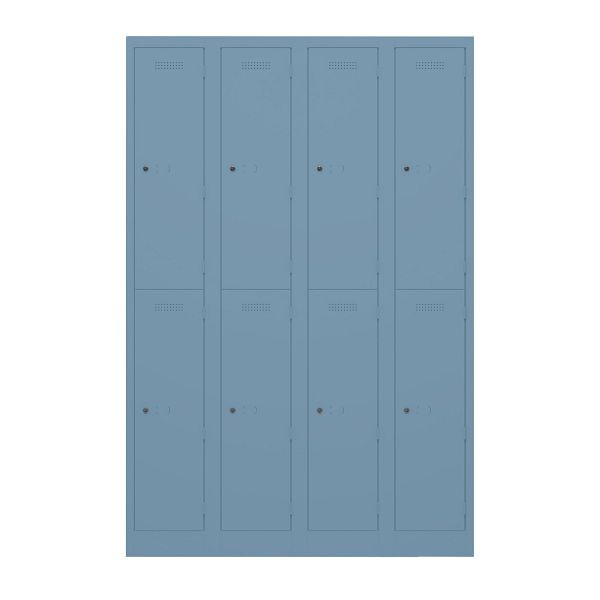 Bisley Garderobenschrank Primary Locker, 4 Abteile, je 2 Fächer, 605 blau, PL3050Q2605
