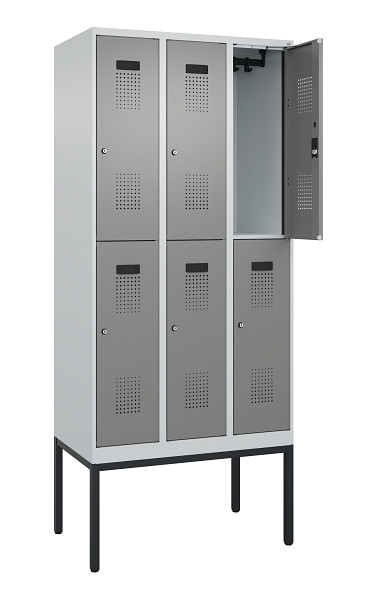 C+P Doppelstock-Spind Evolo PLUS, Gestell, 6 Fächer, 2120x900x500mm, 7035/0004, Zylinderschloss, 0493307-30 S10041