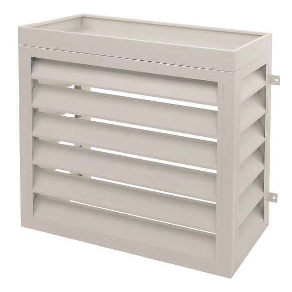 Mendler Verkleidung für Klimaanlage/Wärmepumpe HWC-O43, Abdeckung Schutzgitter Pflanzkasten, Metall 80x90x38cm, grau-weiß, 112151