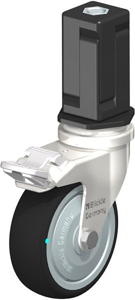 Blickle LRXA-PATH 75KD-FI-FK-EXV05 Edelstahl-Apparate-Lenkrolle mit Expander & Feststeller, Thermoplastisches Polyurethan, Grau, 853374