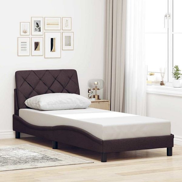 vidaXL Bettgestell ohne Matratze Dunkelbraun 90x200 cm Stoff, 3310576
