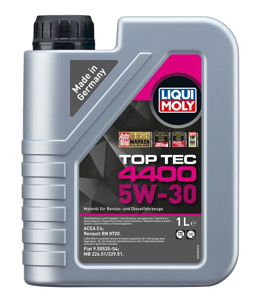 LIQUI MOLY Motoröl Top Tec 4400 5W-30, Kanister Kunststoff, VE: 1 Liter, 3750