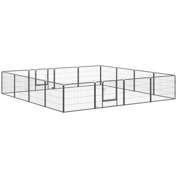 PawHut Welpenauslauf 16 eckig 60cm Hoch Outdoor welpengitter Zaun Hundegehege, D06-139