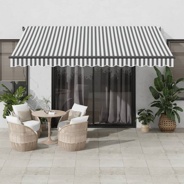 vidaXL Markise Manuell mit LEDs Anthrazit & Weiß 400x300 cm, 3310231