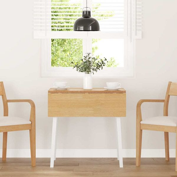 vidaXL Esstisch Weiß Massivholz Gummibaumholz, 4102532, 8721158562159
