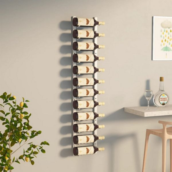 vidaXL Wand-Weinregal für 12 Flaschen Weiß Eisen, 340879