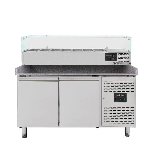 Vaiotec EASYLINE Pizzakühltisch 800 / 2-türig "grau" inkl. Kühlaufsatz GN1/4, 11255