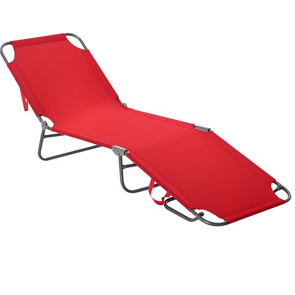 Outsunny Sonnenliege, klappbar, verstellbare Rückenlehne, rostfreier Metallrahmen, 187 x 55 x 24, Rot, 84B-129