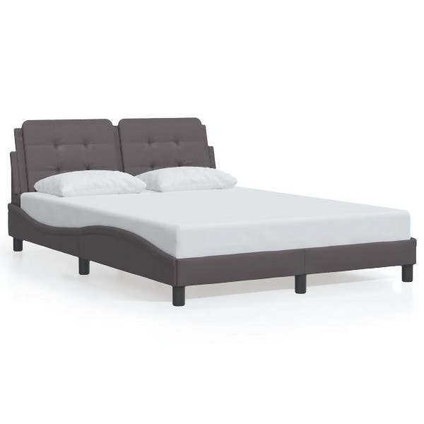 vidaXL Bettgestell mit LED Grau 140x200 cm Kunstleder, 3214113