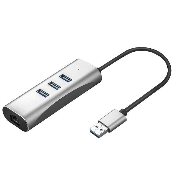 VALUE USB 3.2 Gen 1 zu Gigabit Ethernet Konverter + 3-Port USB Hub, 12.99.1116