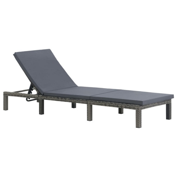 vidaXL Sonnenliege mit Auflage Poly Rattan Anthrazit, 47752