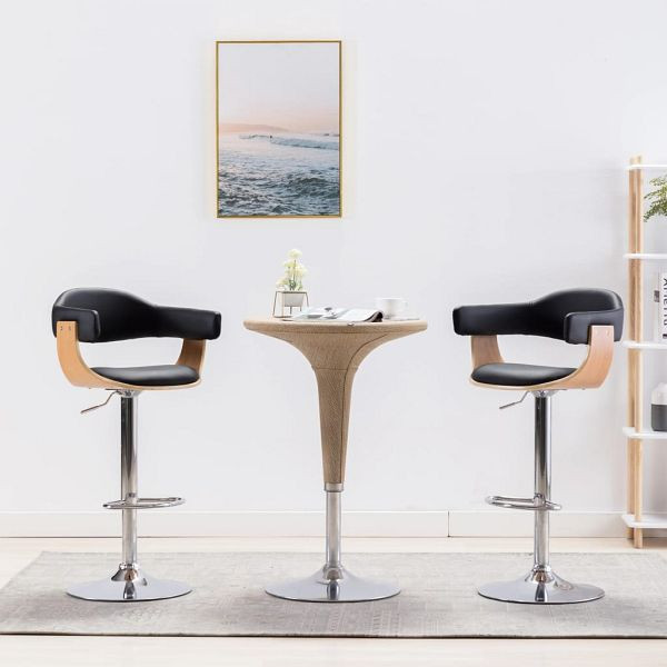 vidaXL Barhocker 2 Stück Schwarz Bugholz und Kunstleder, 283117