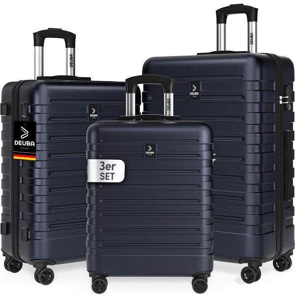 DEUBA Hartschalenkoffer New York Set 3-tlg Dunkelblau Rollen 360º ABS, 110280