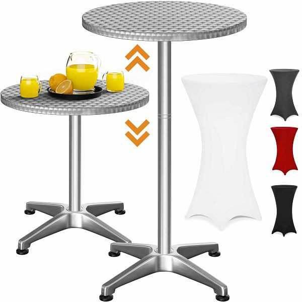 casaria Stehtisch Silber 115x60cm + Stehtischhusse Weiß Ø60cm, 997730