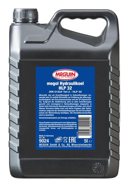 Meguin Hydrauliköl HLP 32, Kanister Kunststoff, VE: 5 Liter, 9024