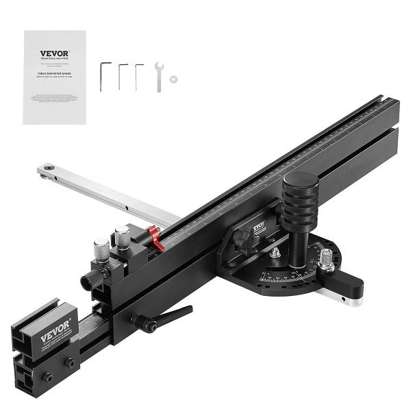 VEVOR Gehrungsanschlag, Standardschlitz 19 x 9,5 mm, Aluminiumlegierung, 48-89 cm Rasterung, verstellbarem Kolben, abnehmbare Scheibe, TJXQGDKS6060EZ0GRV0