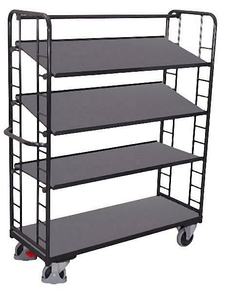 VARIOfit Etagenwagen mit 4 Holzböden, Außenmaße: 1.805 x 650 x 1.855 mm, RAL 7016 anthrazitgrau, sw-640.202/AG