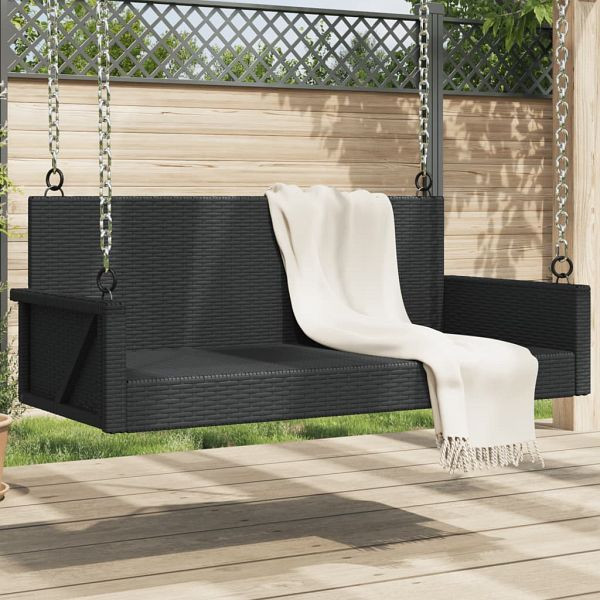 vidaXL Hängebank Schwarz 119x56x48 cm Poly Rattan, 365625