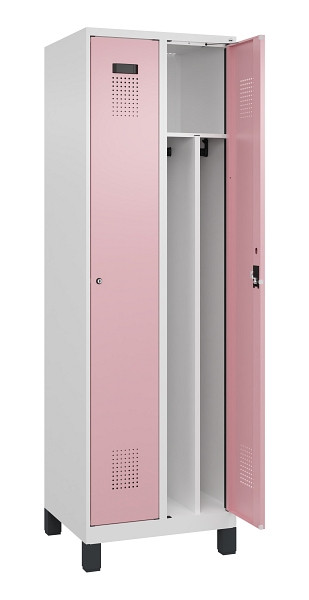 C+P Spind Evolo PLUS, mit Füßen, 2 Abteile, 1950x600x500mm, 9016/3015, Verschluss Zylinderschloss, 049010-20F S10045