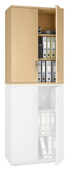 Deskin Flügeltüren-Aufsatzschrank MULTI M pro, Dekor: Buchedekor, BxHxT: 800 x 1110 x 420 mm, 263651