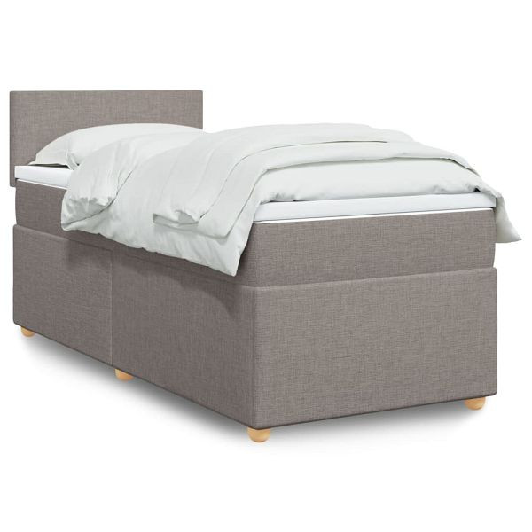 vidaXL Boxspringbett mit Matratze Taupe 100x200 cm Stoff, 3288888