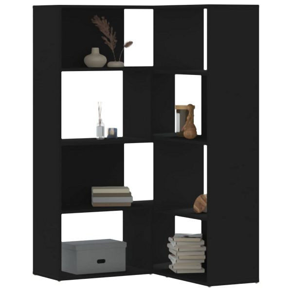 vidaXL Eck-Bücherregal 4 Etagen Schwarz 85x85x140 cm Holzwerkstoff, 3307811