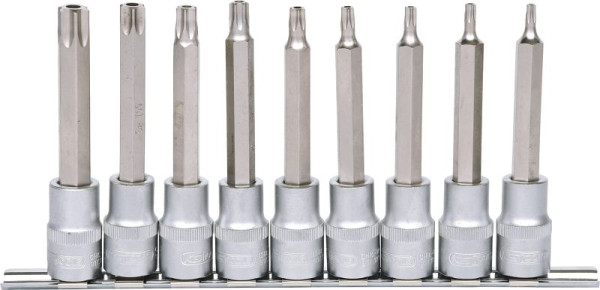 KS Tools 1/2" Bit-Stecknuss-Satz, lang, 9-teilig, TB20-TB60 mit Stirnlochbohrung, 917.1790