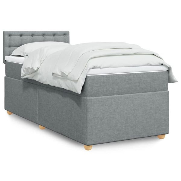 vidaXL Boxspringbett mit Matratze Hellgrau 90x190 cm Stoff, 3286549