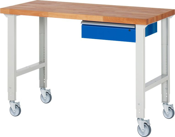 RAU Fahrbare Werkbank (höhenverstellbar) 7001A1, 1500x700x950-1000mm, 4 Lenkrollen, 05-7001A1-157B4H4.11