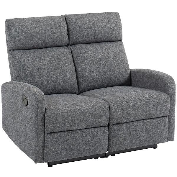 HOMCOM 2-Sitzer-Sofa, individuell verstellbare Rückenlehnen, Fußstütze, Stoffbezug, Stahl, Grau, 83B-376V00GY