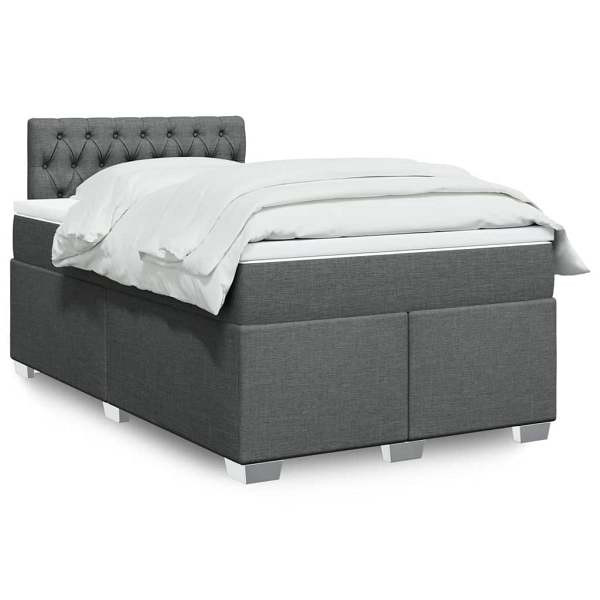 vidaXL Boxspringbett mit Matratze Dunkelgrau 120x200 cm Stoff, 3285863
