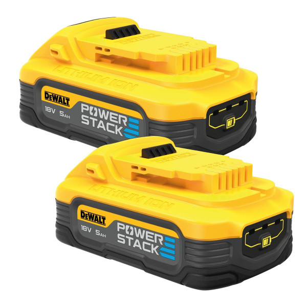 DeWalt 18V XR Powerstack 2er-Set Ersatz-Akku, 5,0 Ah mit Pouch-Akku Technologie, DCBP518H2-XJ