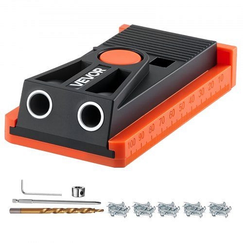 VEVOR Pocket Hole Jig Kit 12,7-38,1 mm verstellbar mit Stufenbohrer, Sechskantschlüssel, Bohrstoppring, Schrauben, MINISXKKJDPSVGZHO001V0