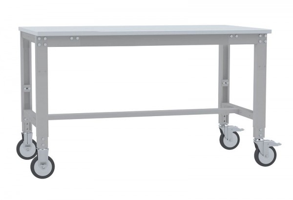 Manuflex Arbeitstisch UNIVERSAL Spezial mobil mit Kunststoffplatte, BxTxH = 1000 x 600 x 752-972 mm, Alusilber, AU7307.9006
