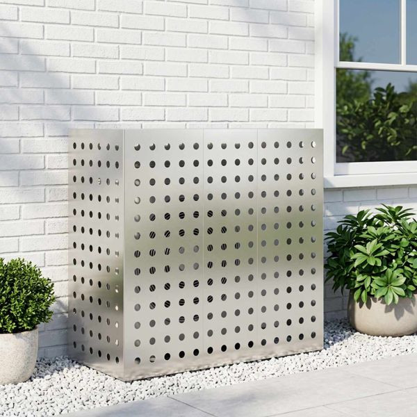 vidaXL Klimaanlagenabdeckung Silber 110 x 50 x 105 cm Edelstahl, 8014147