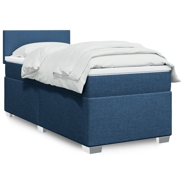 vidaXL Boxspringbett mit Matratze Blau 90x190 cm Stoff, 3288042