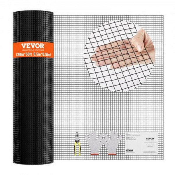 VEVOR Maschendraht 910 x 15240 mm Drahtzaun 19 Gauge, vinylbeschichteter Metalldraht für Geflügel- und Tiergehege, JSGSWL36IN50CDRB2V0