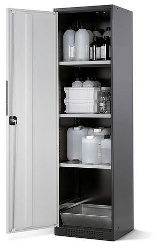 asecos Chemikalienschrank Systema CS-53L, Korpus anthrazit, grau, 3 Einlegeböden und Bodenwanne, 202566