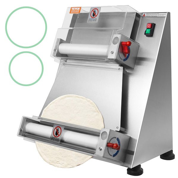 VEVOR Pizzateig-Gebäckpresse 76,2 bis 381 mm, 1-5,5 mm Dicke Herstellungsmaschine, 260 Stk/h Elektrisch, Edelstahl Teigausrollmaschine, DDPSBYMJBXG3CIF1CV2