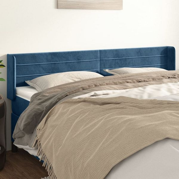 vidaXL Kopfteil mit Ohren Dunkelblau 183x16x78/88 cm Samt, 3118972