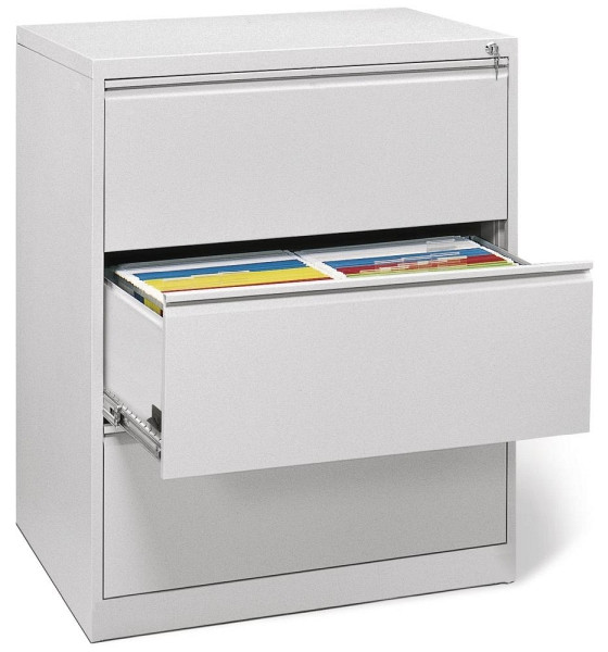 Deskin Hängeregistraturstahlschrank BASE L, pulverbeschichtet, Lichtgrau RAL 7035, B 840 x H 1020 x T 620 mm, 236665