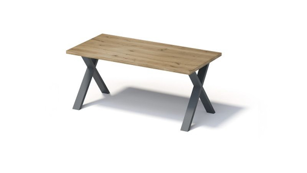 Bisley Fortis Table Regular, 1800 x 900 mm, gerade Kante, geölte Oberfläche, X-Gestell, Oberfläche: natürlich / Gestellfarbe: anthrazitgrau, F1809XP334