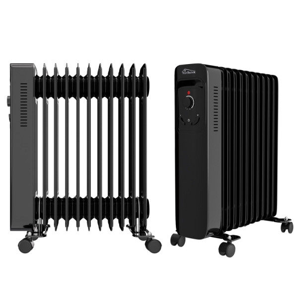 TroniTechnik Ölradiator Elektroheizung TT-OR 211 in Schwarz mit 11 Rippen und 2500 Watt, drei Heizstufen (1000W, 1500W, 2500W), 6306