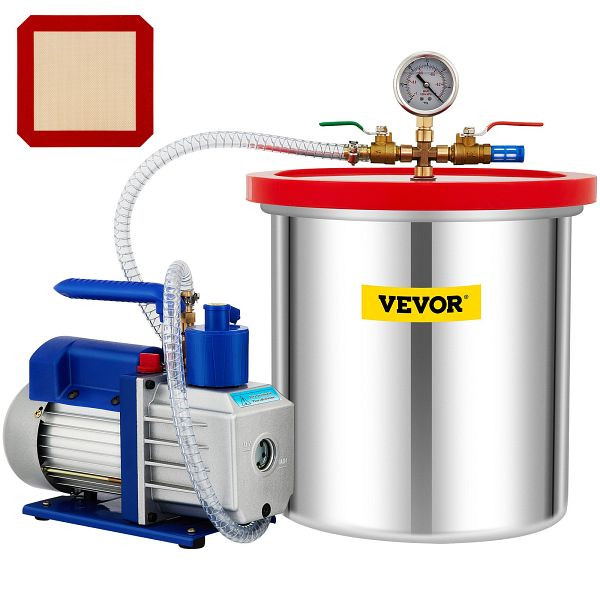 VEVOR Vakuumpumpe Unterdruckpumpe Vakuumkammer-Kit 5 Gal 5CFM 1/3HP 1-stufig, S12HP5CFM110VBGFDV2
